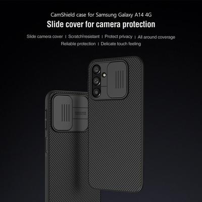 NILLKIN CamShield Pro for Samsung Galaxy A14 4G PC+TPU Hybrid Phone Cover Drop-proof Case with Camera Slide Lid