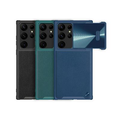 NILLKIN For Samsung Galaxy S23 Ultra Shockproof Phone Cover Slide Camera Protection PU Leather+PC + TPU Phone Case 