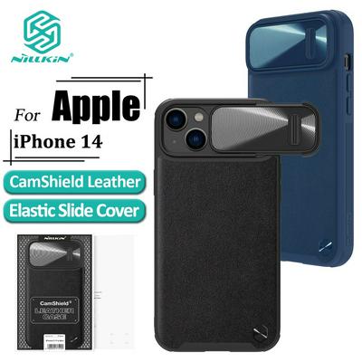 Nillkin Luxury CamShield Leather S Casing For iPhone 14 Shockproof Phone Cover Slide Camera Protection PU Leather+PC + TPU Phone Case 
