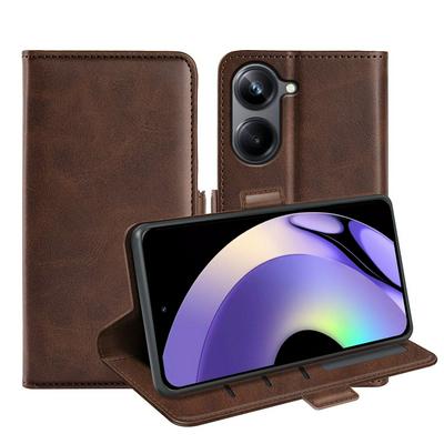For OPPO Realme 10 Pro Double Buckle Wallet Style Folio Flip Leather Case with Stand and Card Slots Function