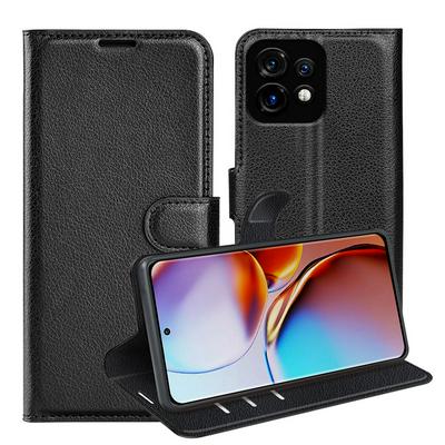 Motorola X40 Lichee Pattern Side Flip Wallet Style PU Leather + Soft TPU Card Holder with Stand and Magnetic Buckle Case