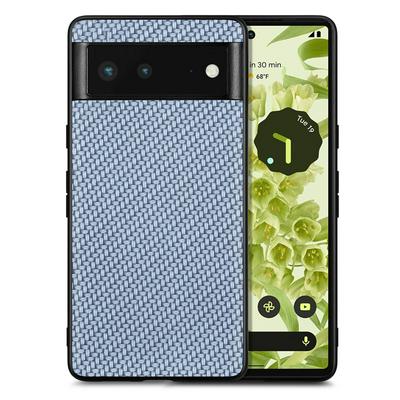For Google Pixel 6 5G Carbon Fiber Texture Phone Back Case PU Leather Coated PC+TPU Shockproof Cover