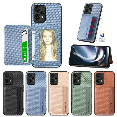 For Oneplus nord CE2 lite 5G PU Leather Coated PC+TPU Carbon Fiber Texture RFID Blocking Phone Case Wallet Kickstand Magnetic Shockproof Phone Cover