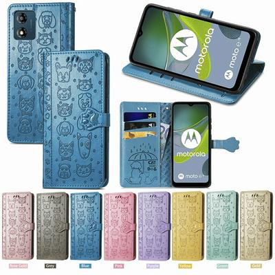 Full Protective Imprinting Cat Dog Pattern Design PU Leather Stand Cover Shell for Motorola G53 5G