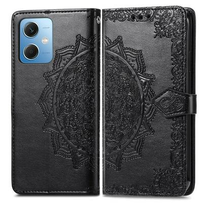 For Xiaomi Redmi Note 12 Relief Mandala Pattern Three Card Slots Series Side Flip PU Leather + Soft TPU with Magnetic Buckle and Stand Wallet Case