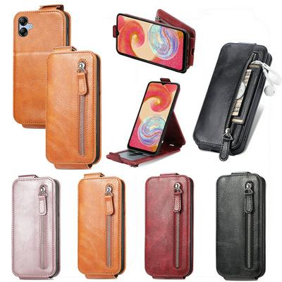 For Samsung Galaxy A04E PU Leather Phone Case Vertical Flip Phone Stand Cover with Wallet