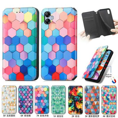 CASENEO 001 Series for Samsung Galaxy A04e RFID Blocking Leather Phone Case Pattern Printing Phone Wallet Stand Cover
