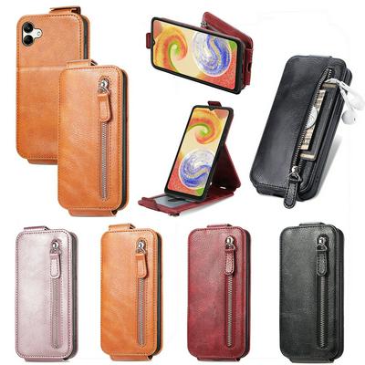 For Samsung Galaxy A04 PU Leather Phone Case Vertical Flip Phone Stand Cover with Wallet