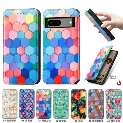 CASENEO 001 Series for Google Pixel 7A RFID Blocking Leather Phone Case Pattern Printing Phone Wallet Stand Cover