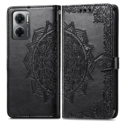 For Xiaomi Redmi 10 5G Relief Mandala Pattern Three Card Slots Series Side Flip PU Leather + Soft TPU with Magnetic Buckle and Stand Wallet Case