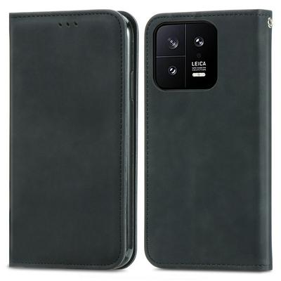 For Xiaomi 13 Skin Feel Magnetic Attraction Flip Leather Wallet Case with Card Slot and Stand
