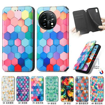 CASENEO 001 Series for OnePlus 11 RFID Blocking Leather Phone Case Pattern Printing Phone Wallet Stand Cover