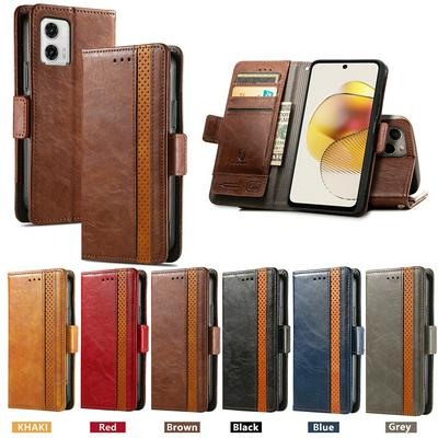 For Motorola G73 business splicing card flip cover RFID anti-theft brush buckle protective cover