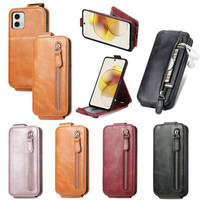 For Motorola G73 PU Leather Phone Case Vertical Flip Phone Stand Cover with Wallet