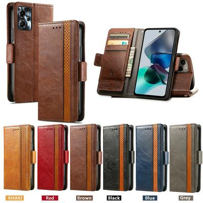 For Motorola G23 business splicing card flip cover RFID anti-theft brush buckle protective cover