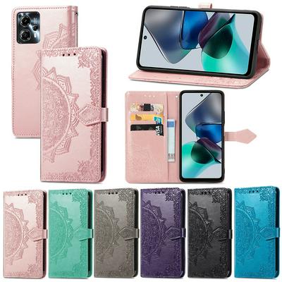 For Motorola G23 Embossed Mandala Pattern Phone Case Stand Shockproof PU Leather Wallet Folio Cover with Strap