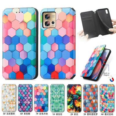 CASENEO 001 Series for Motorola Edge 30 Fusion RFID Blocking Leather Phone Case Pattern Printing Phone Wallet Stand Cover