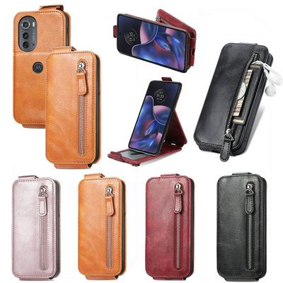 For Motorola Edge 2022 PU Leather Phone Case Vertical Flip Phone Stand Cover with Wallet