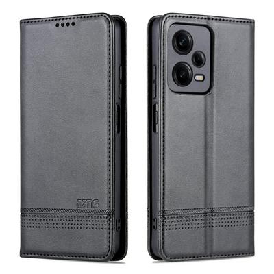 For Xiaomi Redmi Note 12Pro Ox Pattern Shock-Absorption Side Flip Magnetic Attraction PU Leather + Soft TPU with Card Slots and Stand Wallet Case
