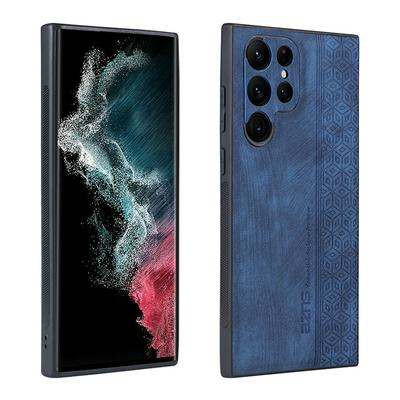 For Samsung Galaxy S22 Ultra Embossed Skin-friendly Anti-Scratch Flower Creative Rhombus Pattern Insert Card Case