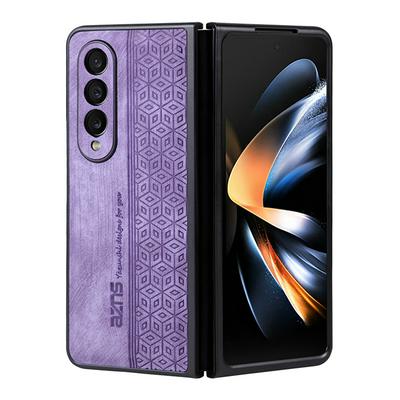 For Samsung Galaxy Z Fold4 5G Embossed Skin-friendly Anti-Scratch Flower Creative Rhombus Pattern Insert Card Case