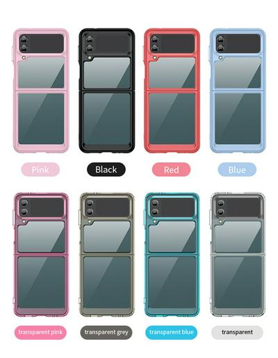 For Samsung Galaxy Z Flip 4 TPU + Acrylic Back Cover Anti-fall Clear Phone Case with Independent PC Buttons 