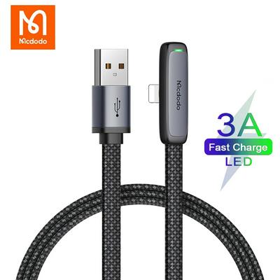 Mcdodo CA-279 USB Cable USB-A to Lightning Fast Charge Data Transmission Cord For iPhone 14 13 12 Pro Max 90 Degree Phone Charger Line