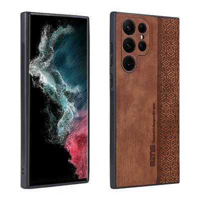 For Samsung Galaxy S22 Ultra Embossed Skin-friendly Anti-Scratch Flower Creative Rhombus Pattern Insert Card Case