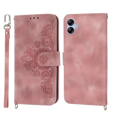 For Samsung Galaxy A04E Embossed Skin Feel Scratch Resistant PU Leather Wallet Phone Case