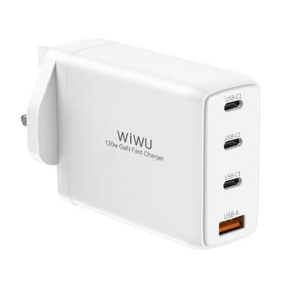 WIWU TR257-A 3xType-C+USB Portable Wall Charger 120W GaN Power Adapter - UK Plug