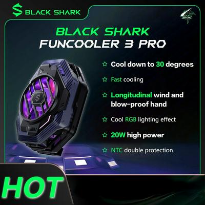 Black Shark FunCooler 3 Pro With RGB Light Fast Cooling Fan Cooler Support APP Control ICE Dock For Android / iOS Mobile Phone
