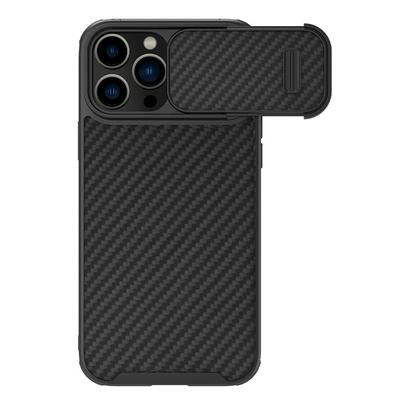 NILLKIN Synthetic Fiber S Case For iPhone 13 Pro Max Hard PC Protective Phone Cover with Push-and-Pull Lens Protector