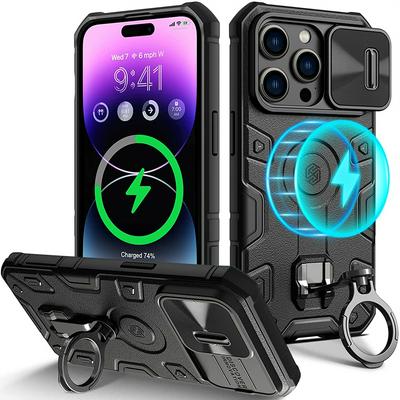 NILLKIN for iPhone 13 Pro Max CamShield Armor Pro Magnetic Phone Case Ring Holder Back Cover Kickstand Support Wireless Charging