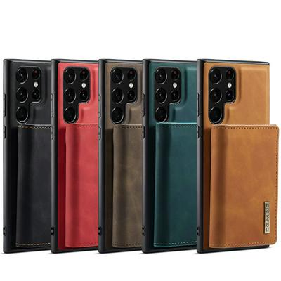 DG.MING M1 Series Drop-proof Kickstand Design Cover with Detachable Magnetic Wallet for Samsung Galaxy S22 Ultra