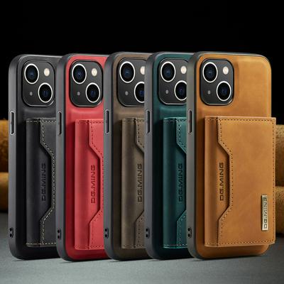 DG.MING M2 Series Detachable 2-in-1 Wallet Kickstand Design Leather Coated Hybrid Case for iPhone 14 Plus