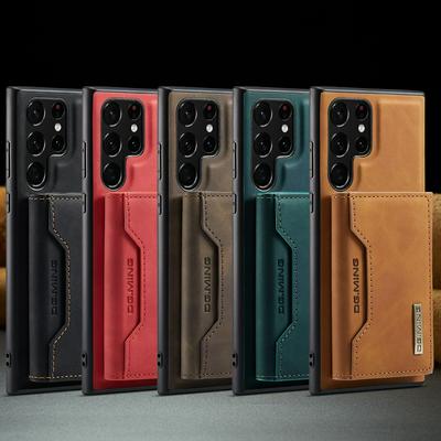 DG.MING M2 Series Detachable 2-in-1 Wallet Kickstand Design Leather Coated Hybrid Case for Samsung Galaxy S22 Ultra