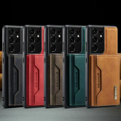 DG.MING M2 Series Detachable 2-in-1 Wallet Kickstand Design Leather Coated Hybrid Case for Samsung Galaxy S21 Ultra