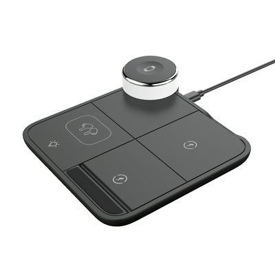 4 in 1  wireless charger with seven color dazzling lights desktop stand multi-function foldable four coil wireless charger