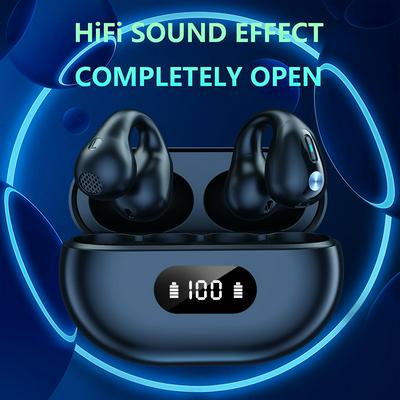 TWS Q80 Air Pro Wireless Fone Headphones Bluetooth Bone Conduction Earphones Earclip Design Touch Control LED Sports Headset