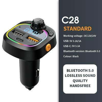 New Dual USB Car Charger Bluetooth 5.0 Car FM Transmitter Handsfree Radio Mp3 Player Colorful Lights Modulator