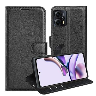 Motorola G23 4G/G13 4G Lichee Pattern Side Flip Wallet Style PU Leather + Soft TPU Card Holder with Stand and Magnetic Buckle Case