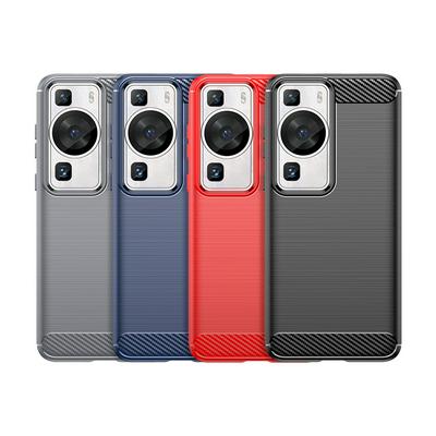 For Huawei P60 Pro Carbon Fiber Drawing Series Scratch Resistant Shock Absorption Soft TPU Back Cover Case