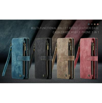 CASEME C30 Series for Samsung Galaxy S23 Ultra PU Leather Phone Case Card Slots Zipper Pocket Stand Cover