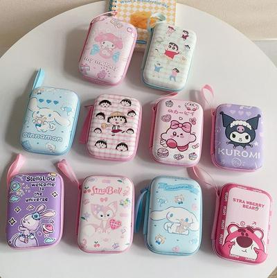 9.5cmx13.5cm Cute Cartoon Headphone Data Cable Storage bags for iPhone Android USB Cable Earphone Earbud Accessories Zipper Bag Pocket Pouch