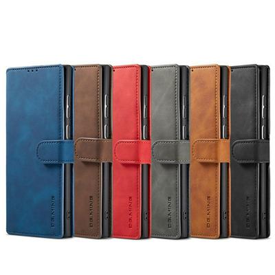 DG.MING Vintage oil edge style Leather Wallet Case Stand Cover For Samsung Galaxy S22 Ultra