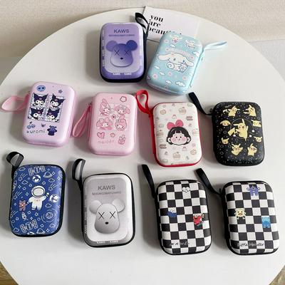 9.5cmx13.5cm Cute Cartoon Headphone Data Cable Storage bags for iPhone Android USB Cable Earphone Earbud Accessories Zipper Bag Pocket Pouch