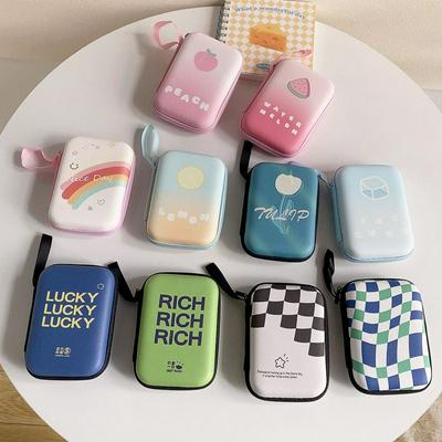 9.5cmx13.5cm Cute Cartoon Headphone Data Cable Storage bags for iPhone Android USB Cable Earphone Earbud Accessories Zipper Bag Pocket Pouch