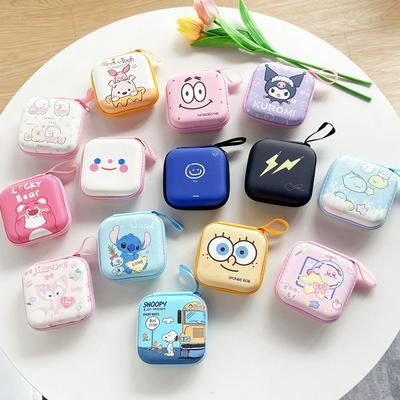 9.5cmx9.5cm Cute Cartoon Headphone Data Cable Storage bags for iPhone Android USB Cable Earphone Earbud Accessories Zipper Bag Pocket Pouch