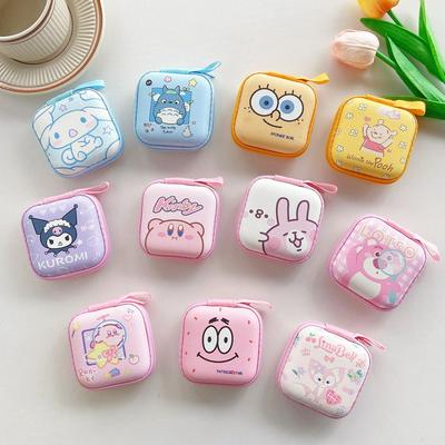 7.5x7.5cm Cute Cartoon Headphone Data Cable Storage bags for iPhone Android USB Cable Earphone Earbud Accessories Zipper Bag Pocket Pouch