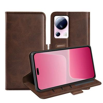 For Xiaomi 13 lite Double Buckle Wallet Style Folio Flip Leather Case with Stand and Card Slots Function